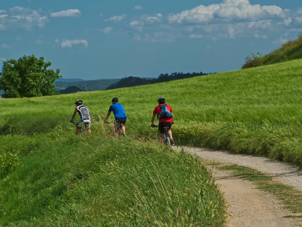 Biking in the countryside while traveling