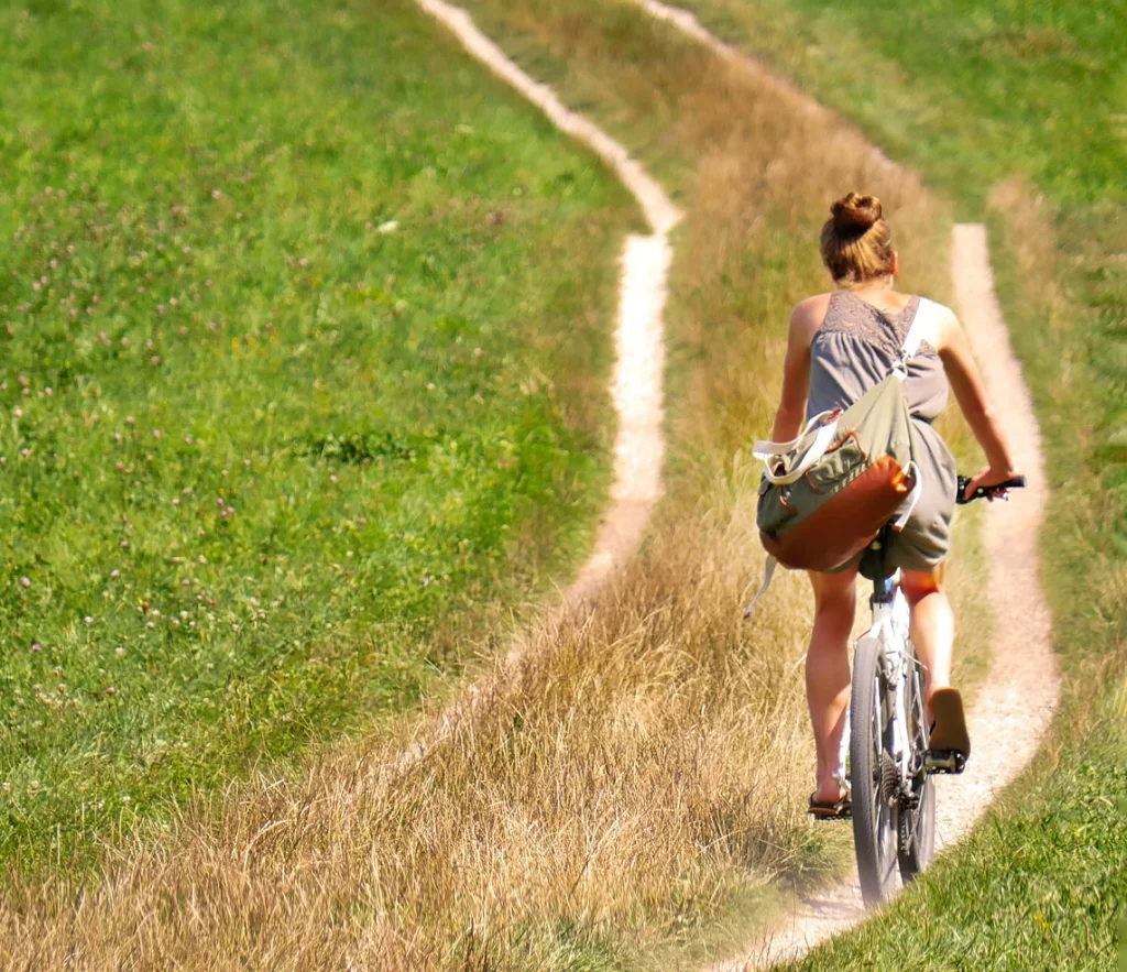 Cycling in a green field