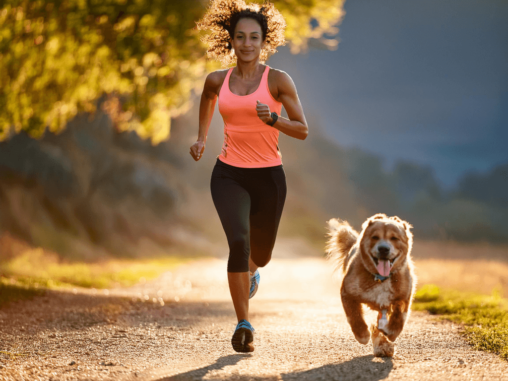running with a dog